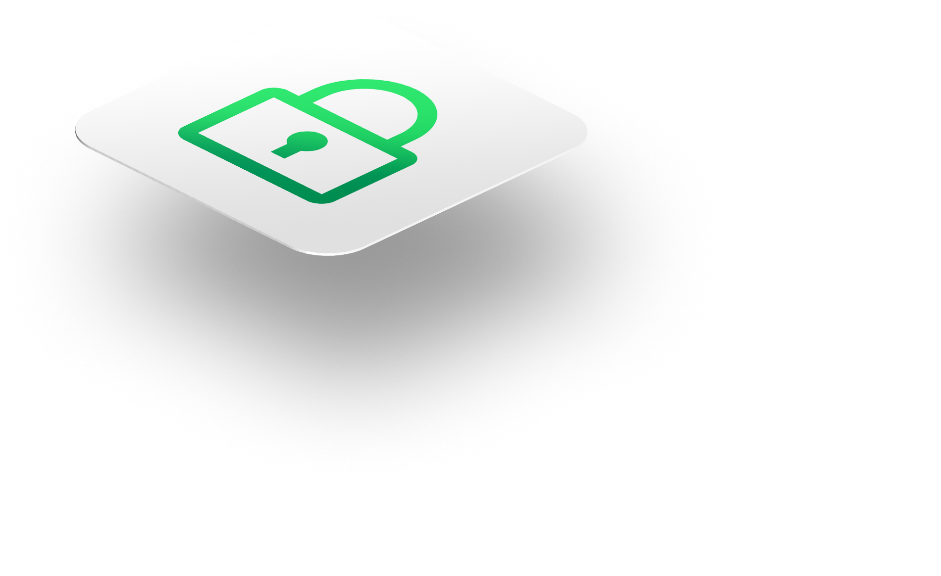 white tile with green lock icon