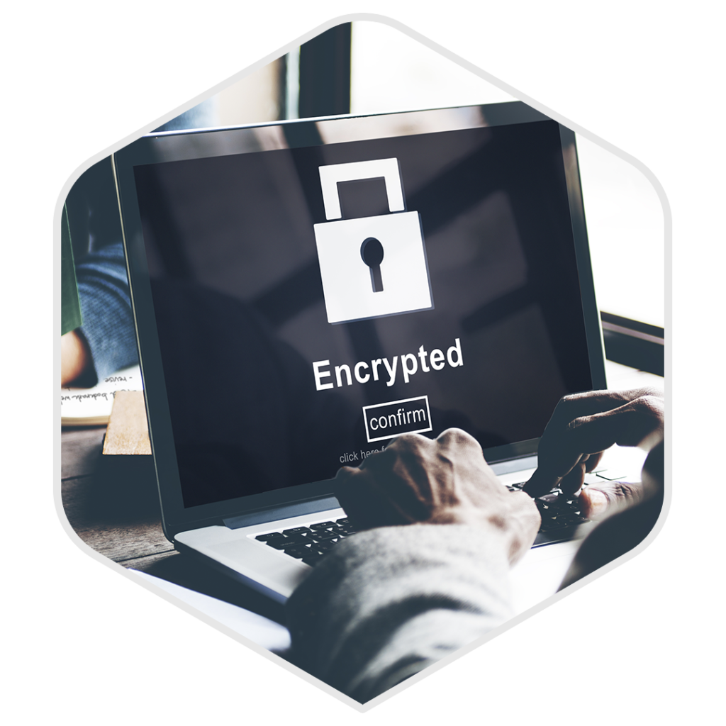 computer with encrypted icon